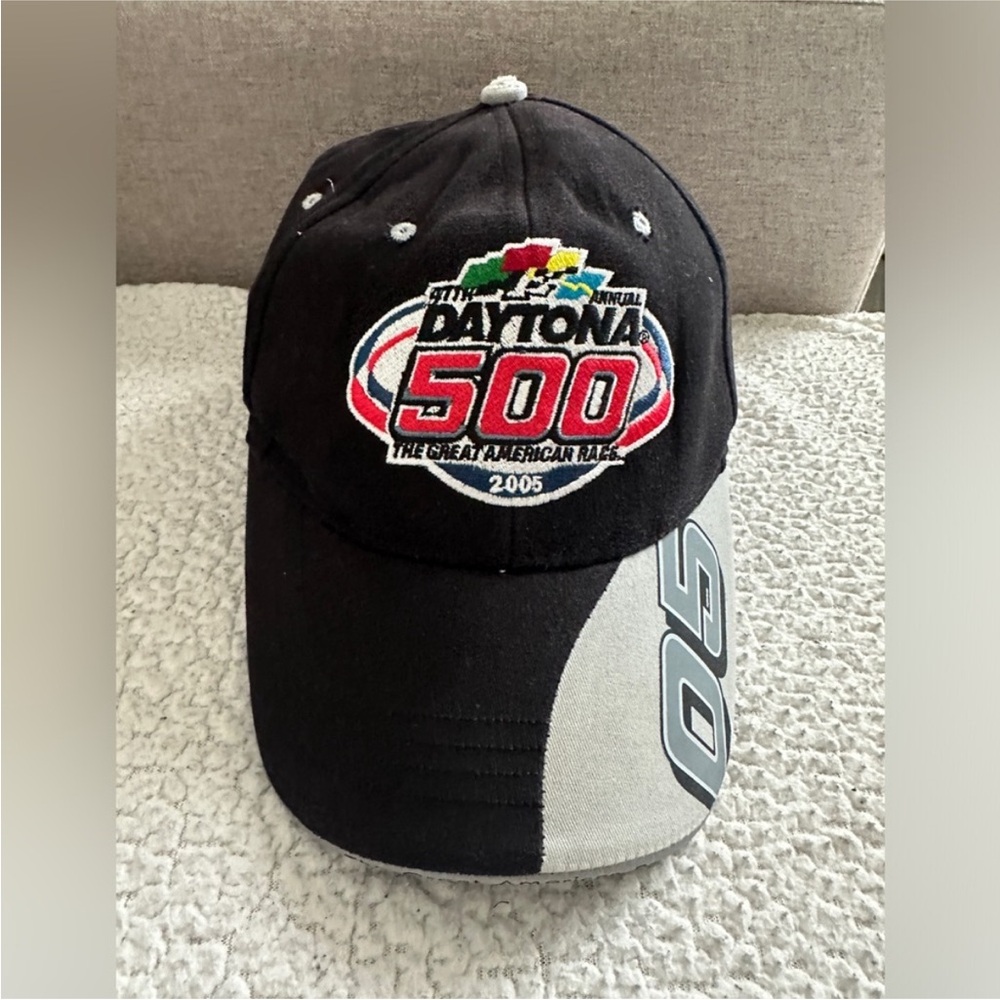 NASCAR Daytona 500 Strapback Cap Black and Gray VTG Y2K EUC